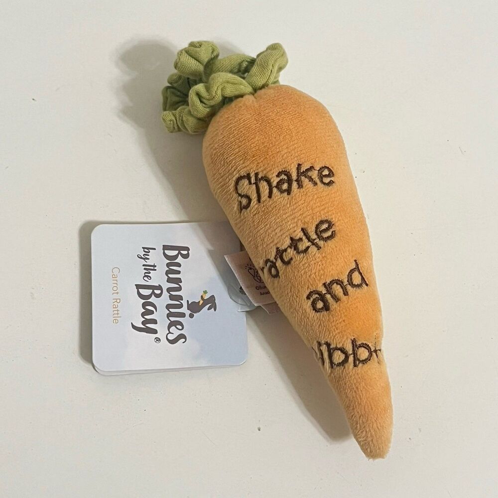 Bunnies By the Bay Shake Rattle and Nibble Plush Carrot Rattle Baby Toy NWT